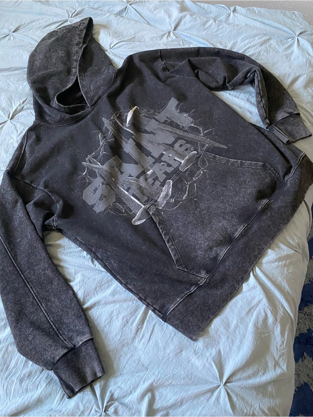 Vintage Wash Black Graphic Hoodie Sweatshirt